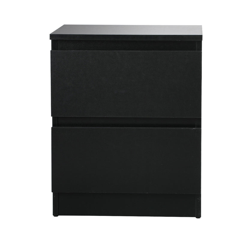 Oikiture Bedside Table Nightstand 2 Drawers Black