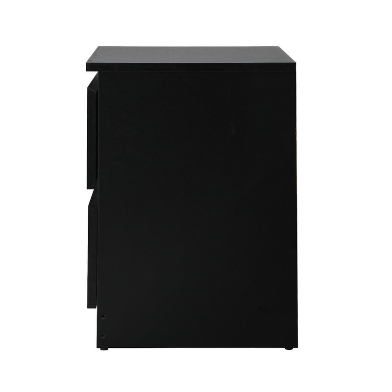 Oikiture Bedside Table Nightstand 2 Drawers Black