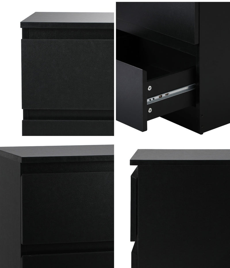 Oikiture Bedside Tables Set of 2 Nightstand Black