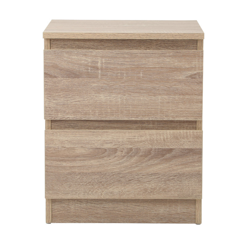 Oikiture Bedside Table Nightstand 2 Drawers Natural