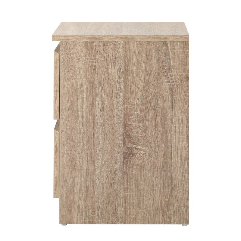Oikiture Bedside Table Nightstand 2 Drawers Natural