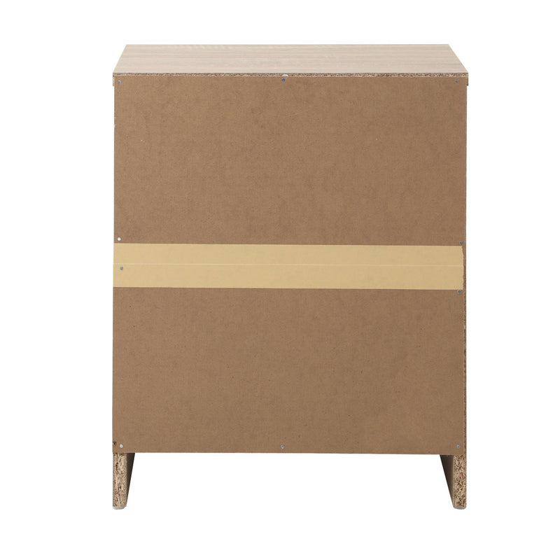 Oikiture Bedside Table Nightstand 2 Drawers Natural