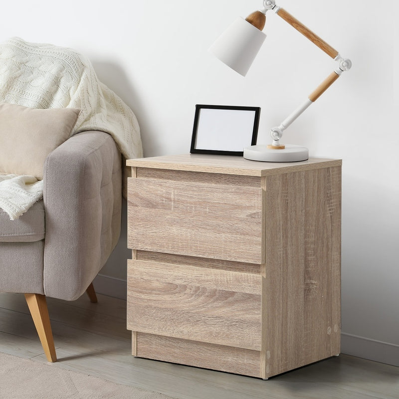 Oikiture Bedside Tables Set of 2 Nightstand Wood