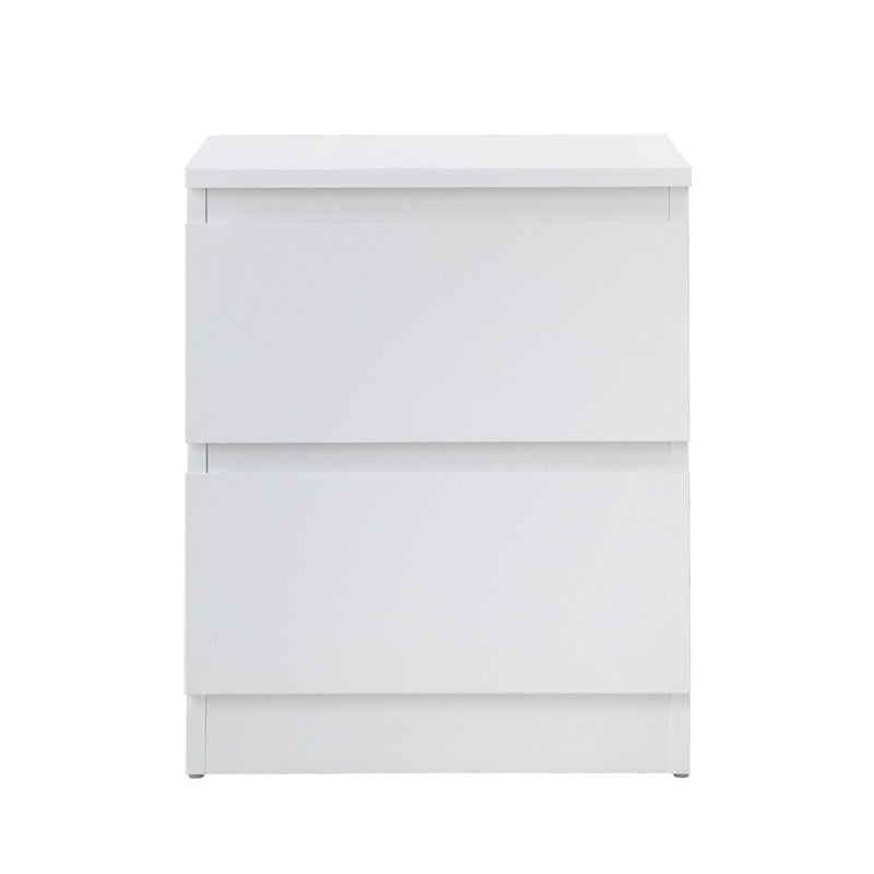 Oikiture Bedside Table Nightstand 2 Drawers White