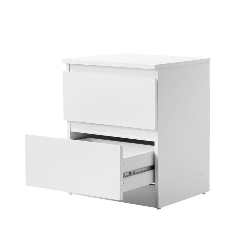 Oikiture Bedside Table Nightstand 2 Drawers White