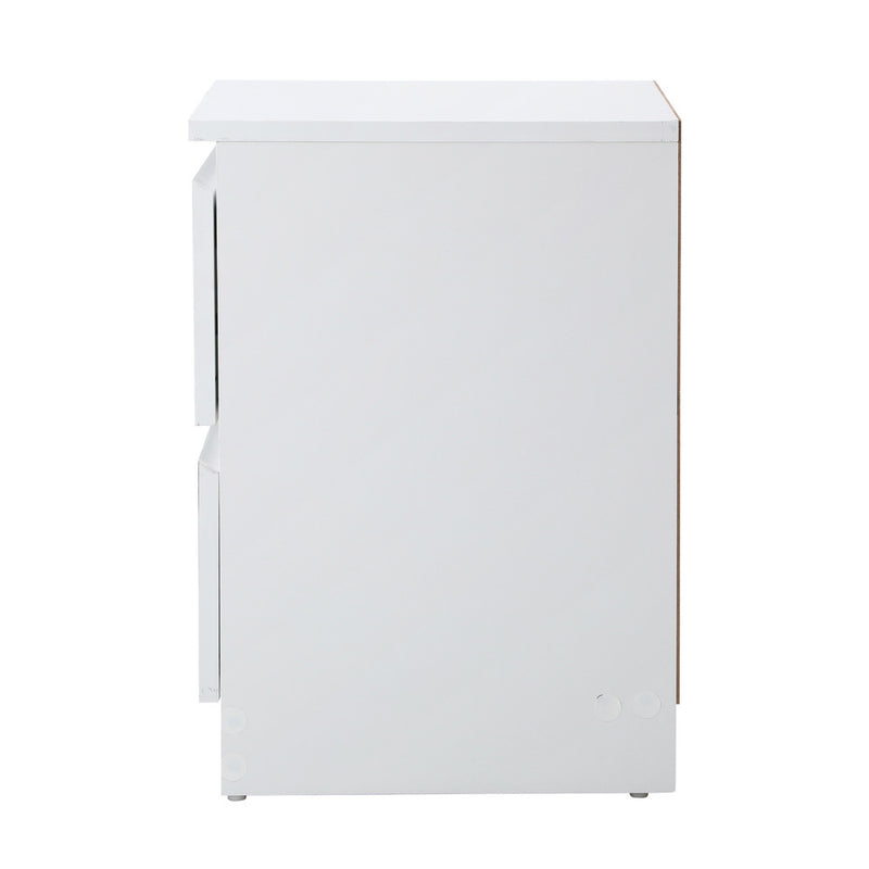 Oikiture Bedside Table Nightstand 2 Drawers White