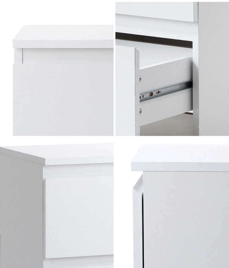 Oikiture Bedside Table Nightstand 2 Drawers White