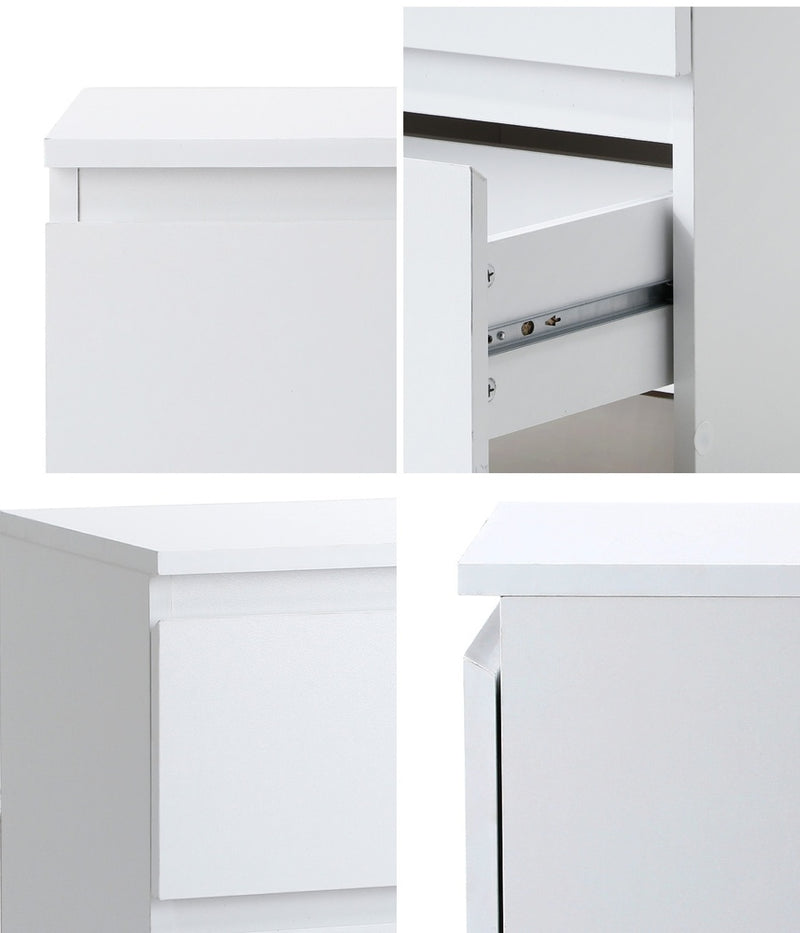 Oikiture Bedside Tables Set of 2 Nightstand White