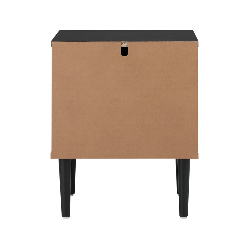 Oikiture 2pc Bedside Table 2 Drawers Cabinet Metal Handle Black