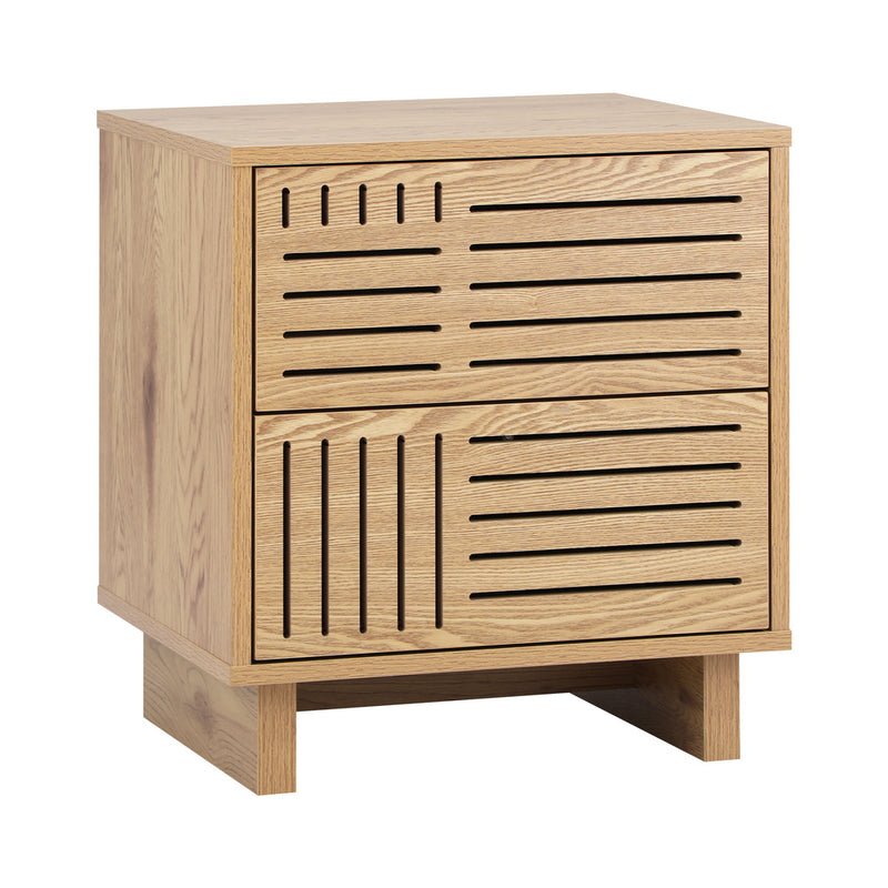 Oikiture Bedside Table 2 Drawers Nightstand Storage Cabinet Natural