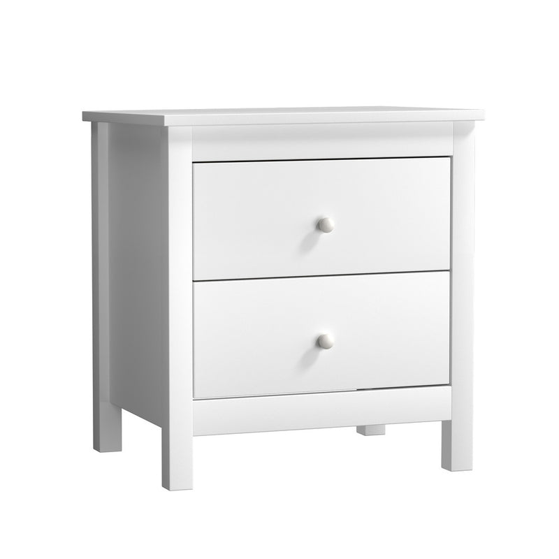 Oikiture Bedside Table Side End Table 2 Drawers White