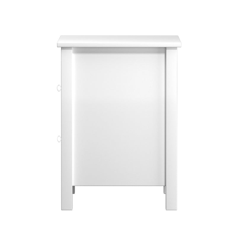 Oikiture Bedside Table Side End Table 2 Drawers White