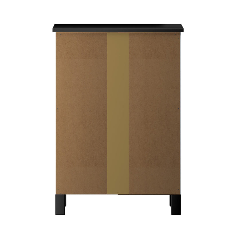 Oikiture Bedside Table 3 Drawers Hamptons Furniture Black