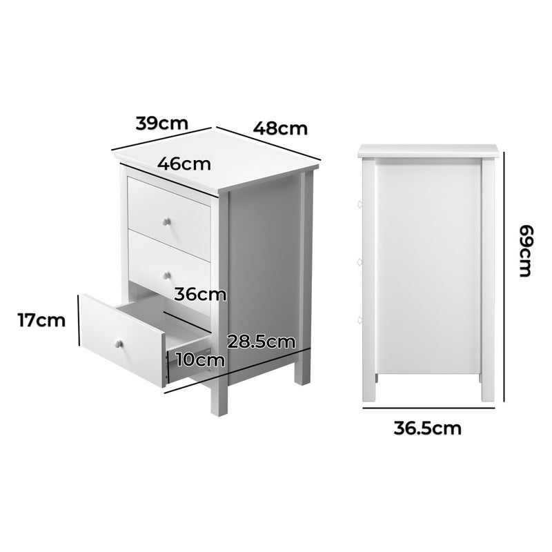 Oikiture Bedside Tables Set of 2 Nightstands White