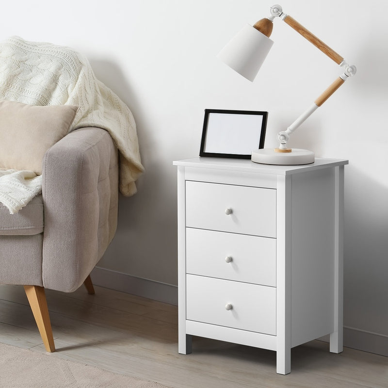 Oikiture Bedside Tables Set of 2 Nightstands White