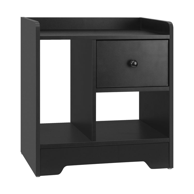 Oikiture Bedside Tables Set of 2 Nightstand Shelf Black