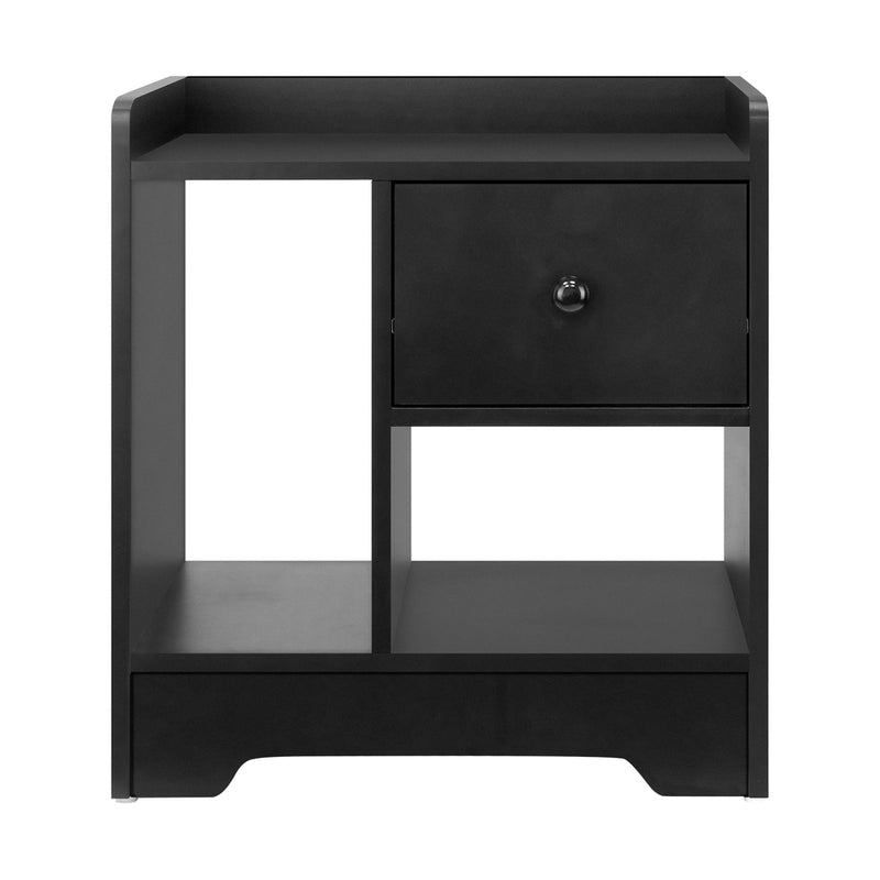 Oikiture Bedside Tables Set of 2 Nightstand Shelf Black
