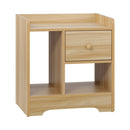 Oikiture Bedside Table with Drawer & Storage Space Wooden