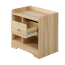 Oikiture Bedside Table with Drawer & Storage Space Wooden