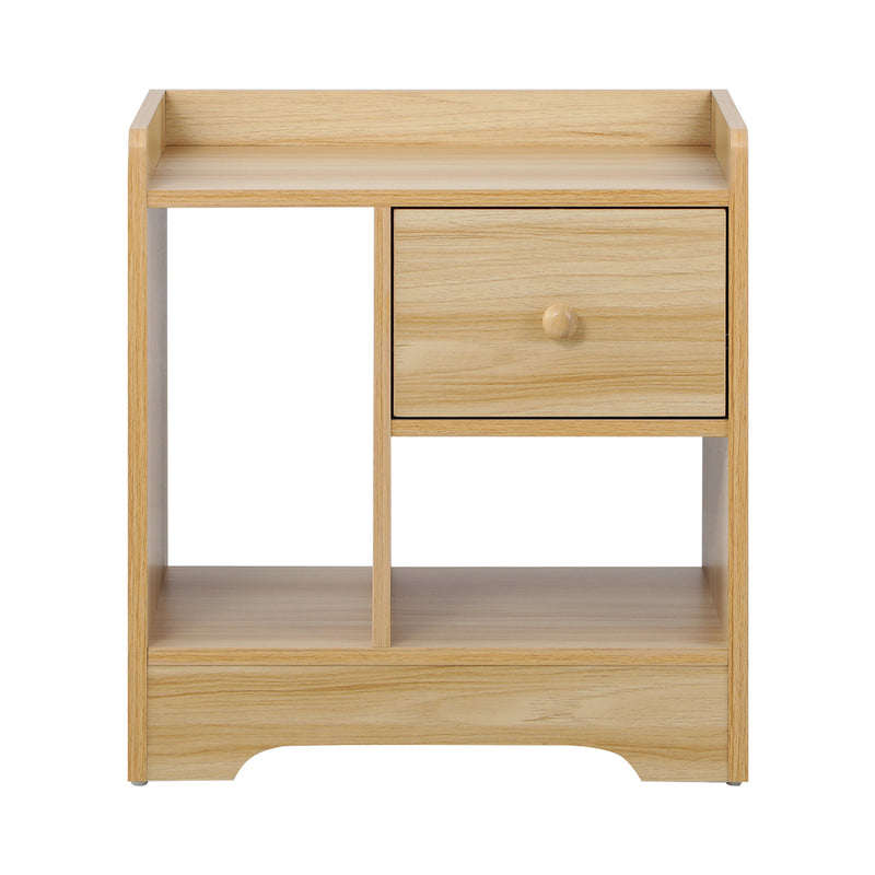 Oikiture Bedside Tables Set of 2 Nightstand Shelf Natural