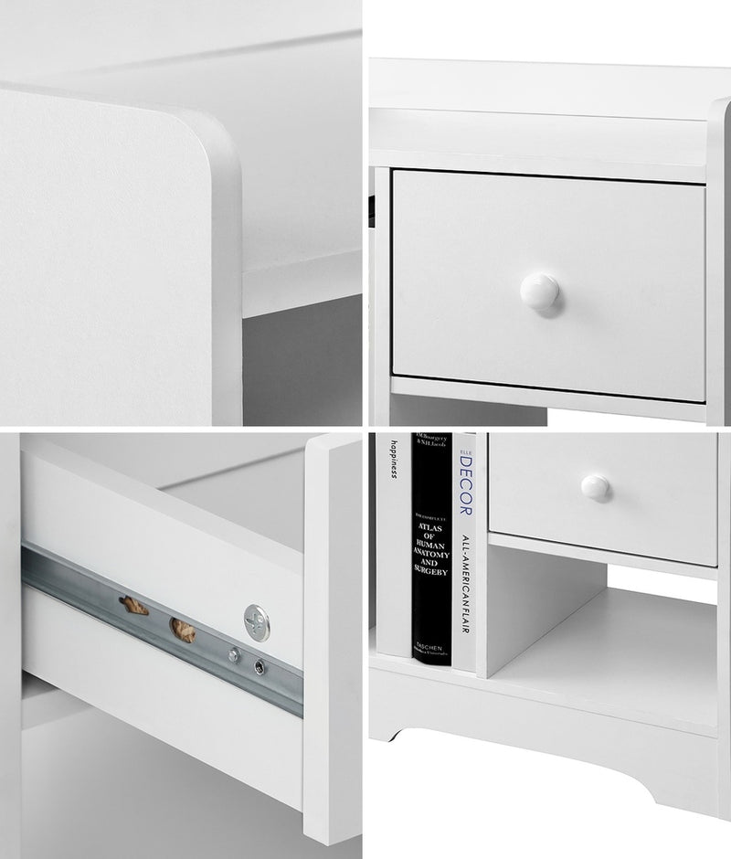 Oikiture Bedside Tables Set of 2 Nightstand Shelf White