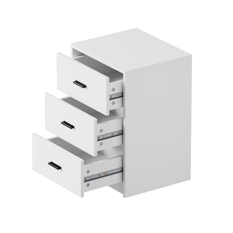 Oikiture 2x Bedside Table 3 Drawers Nightstand Bedroom Storage White