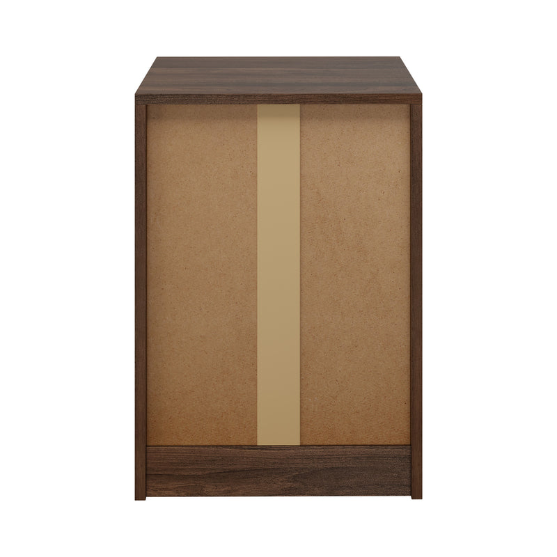 Oikiture Bedside Table 3 Drawers Nightstand Bedroom Storage Walnut