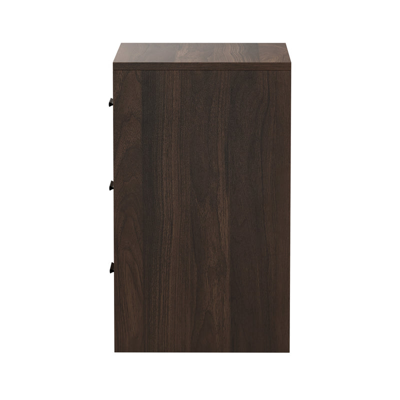 Oikiture 2x Bedside Table 3 Drawers Nightstand Bedroom Storage Walnut