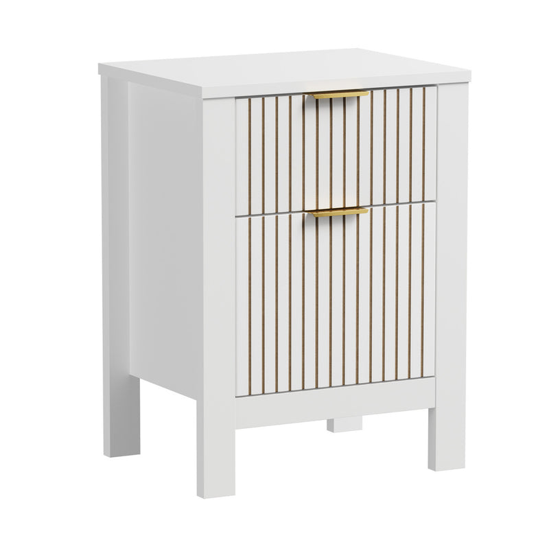 Oikiture Modern Bedside Table Nightstand Cabinet White