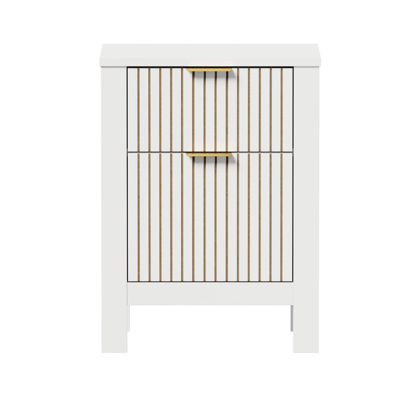 Oikiture Modern Bedside Table Nightstand Cabinet White