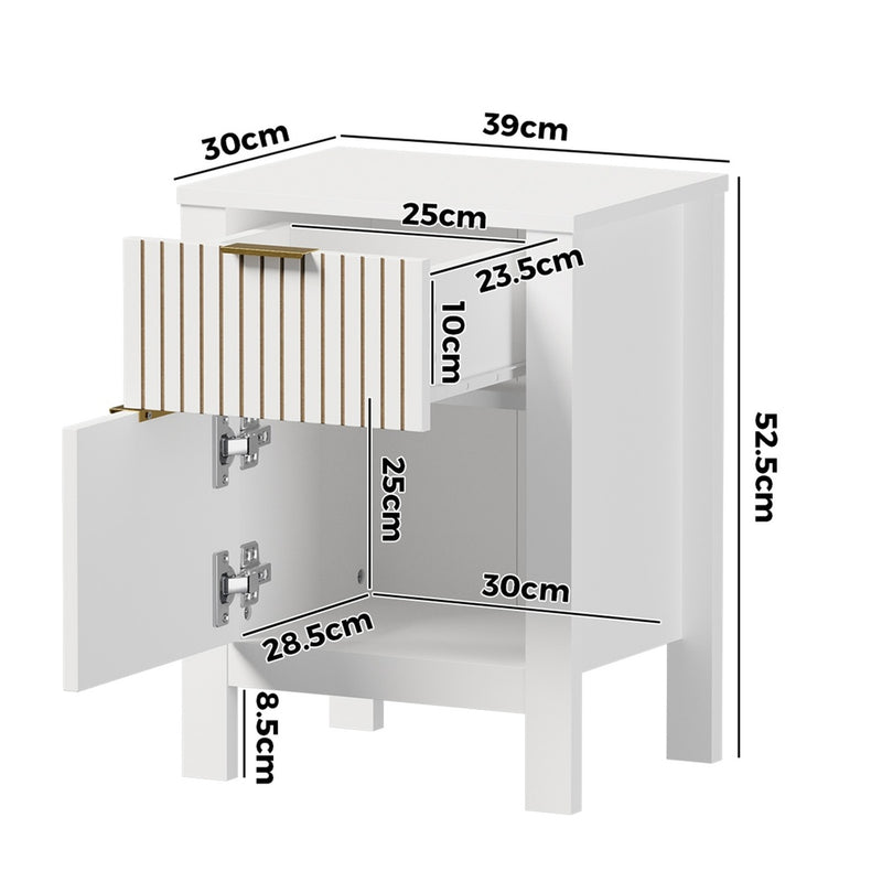 Oikiture Modern Bedside Table Nightstand Cabinet White
