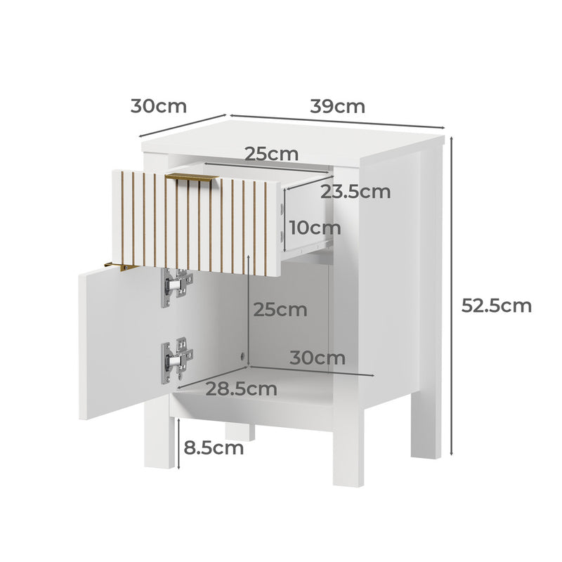 Oikiture Modern Bedside Table Nightstand Cabinet White