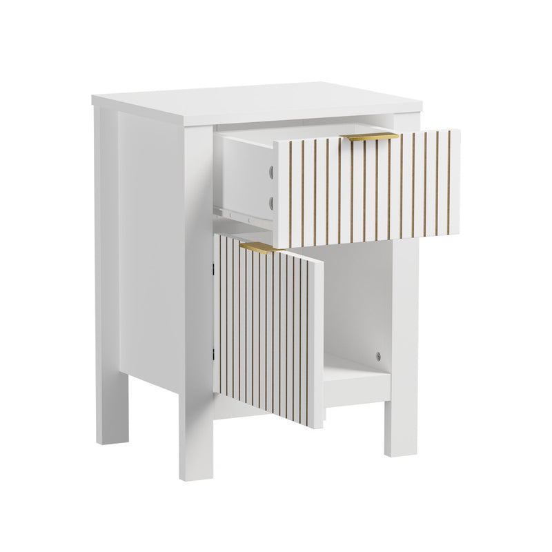 Oikiture Modern Bedside Table Nightstand Cabinet White