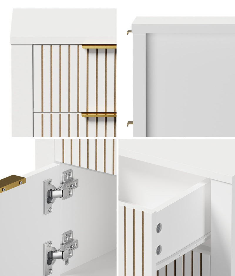 Oikiture Modern Bedside Table Nightstand Cabinet White