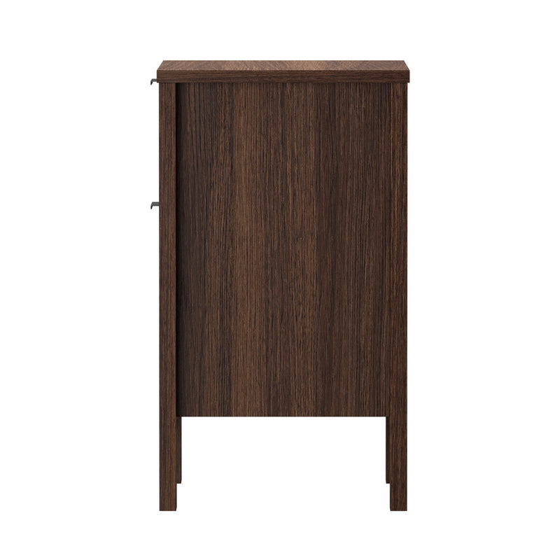 Oikiture Modern Bedside Table Nightstand Cabinet Walnut