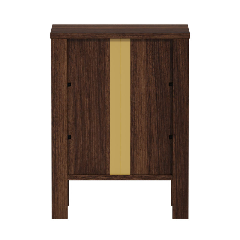 Oikiture Modern Bedside Table Nightstand Cabinet Walnut