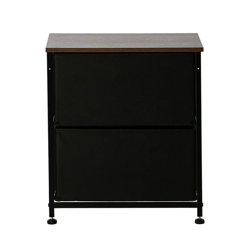 Oikiture 2pc Bedside Tables Fabric Cabinet 2 Drawers Nightstand