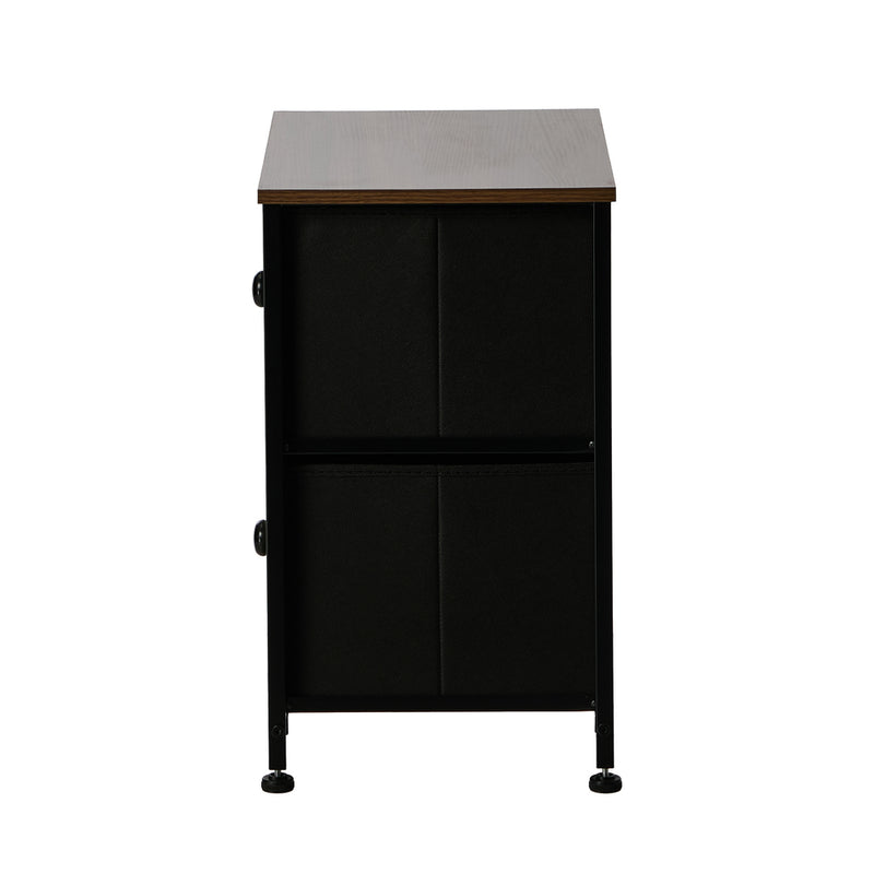 Oikiture 2pc Bedside Tables Fabric Nightstand 3 Drawers Table Shelf