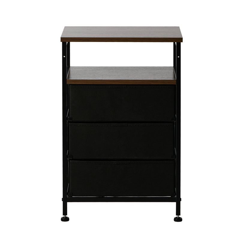 Oikiture 2pc Bedside Tables Fabric Nightstand 3 Drawers Table Shelf