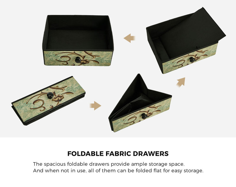 Oikiture 2pc Bedside Tables Fabric Nightstand 3 Drawers Table Shelf