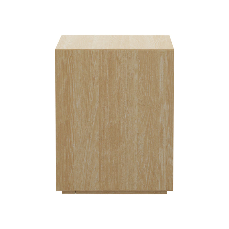 Oikiture Bedside Table 2 Drawers Bedroom Nightstand No Handle Natural