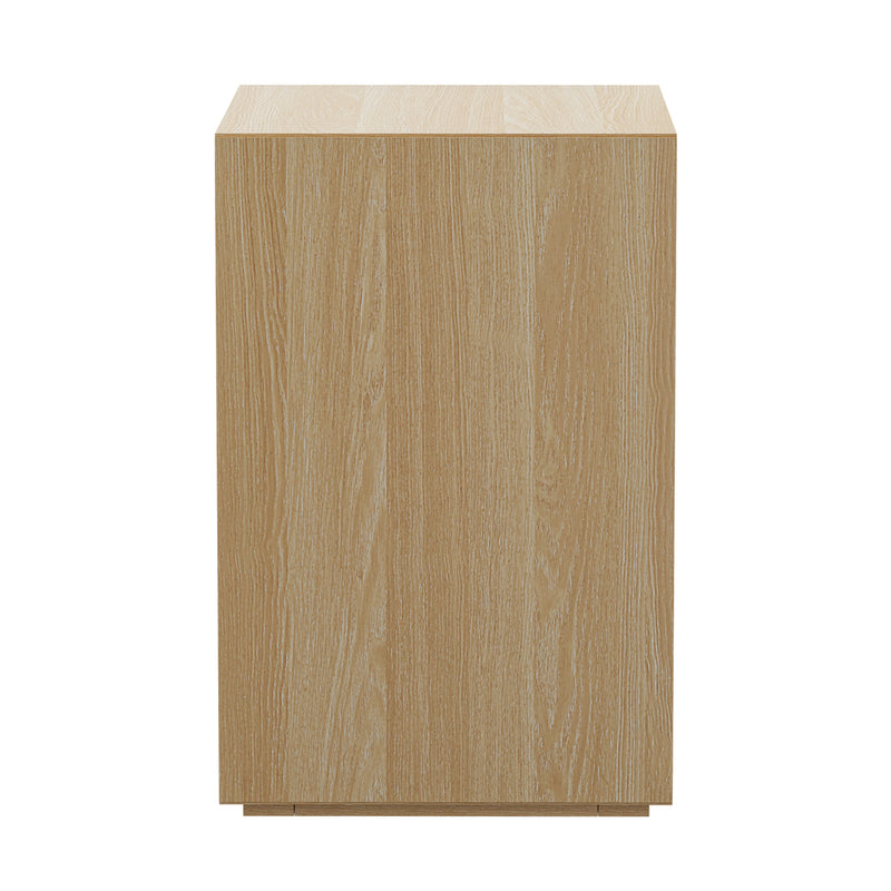 Oikiture Bedside Table 3 Drawers Nightstand Storage No Handle Natural