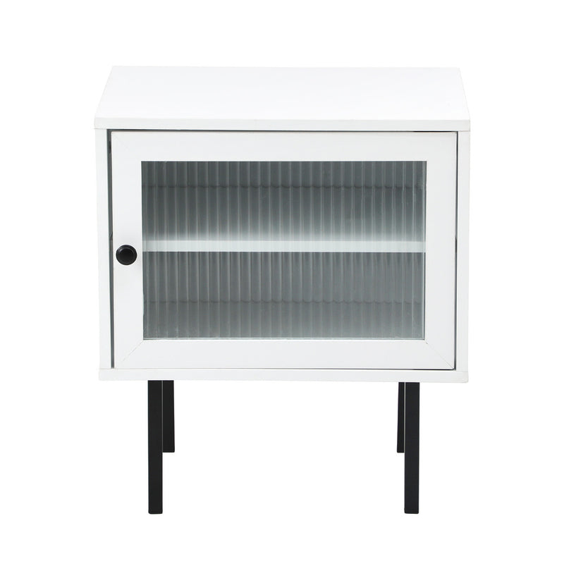 Oikiture Bedside Tables Storage Cabinet Wood White