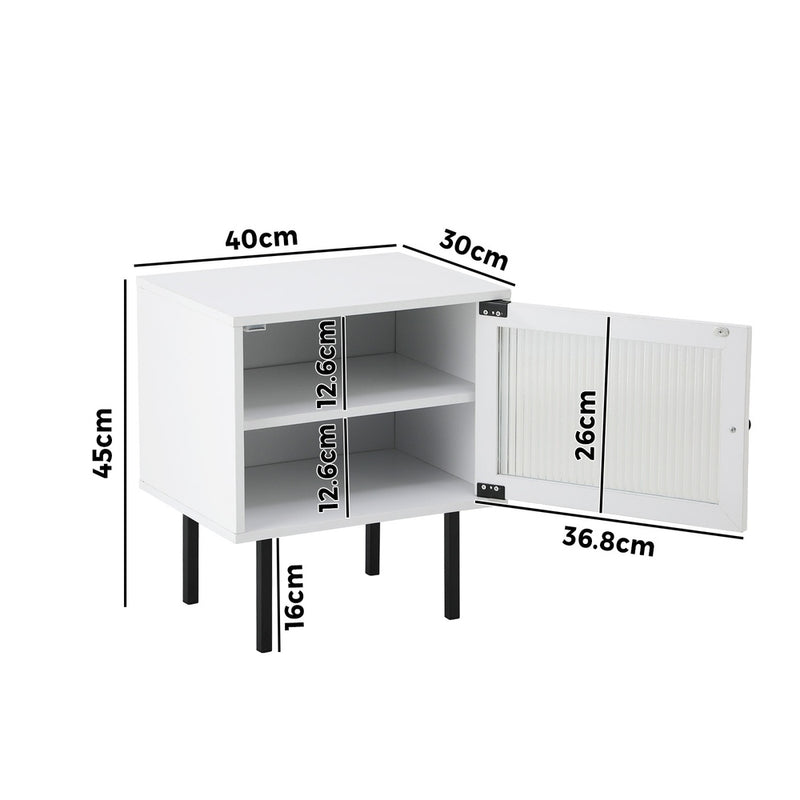 Oikiture Bedside Tables Storage Cabinet Wood White