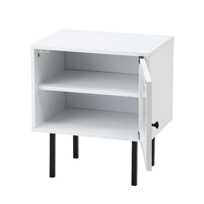 Oikiture Bedside Tables Storage Cabinet Wood White