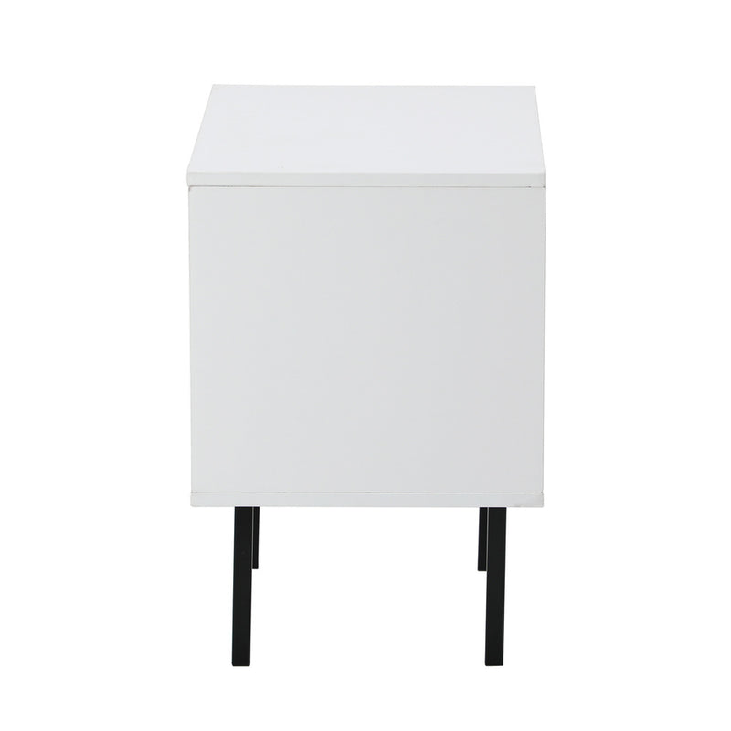 Oikiture Bedside Tables Storage Cabinet Wood White