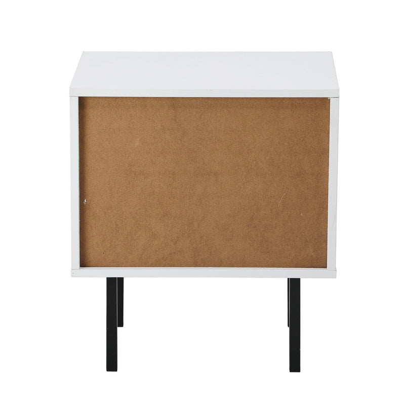 Oikiture Bedside Tables Storage Cabinet Wood White