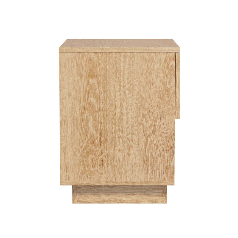 Oikiture Bedside Table 1 Drawer Storage Nightstand Cabinet Natural