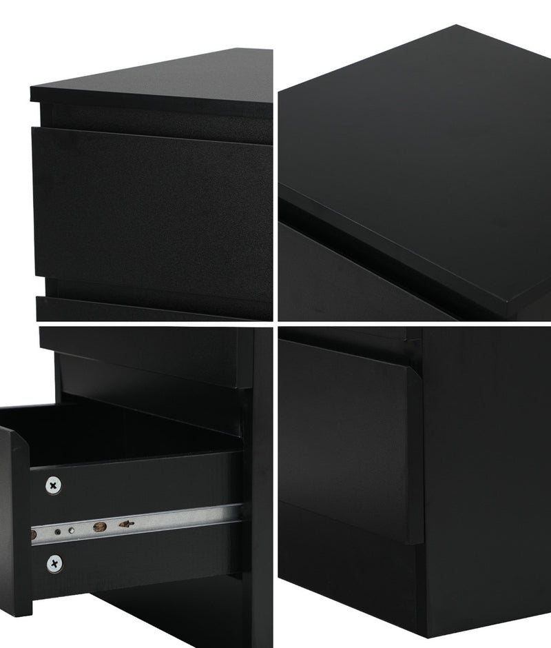 Oikiture Bedside Tables Set of 2 Side Table Nightstand Black