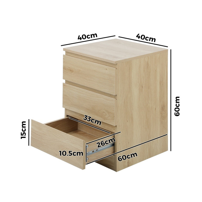 Oikiture Bedside Tables Set of 2 Nightstand Natural